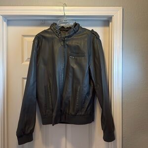 Members Only Men’s L Grey Faux Leather Jacket